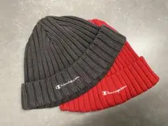 あ様 チャンピオン ニット帽 赤・黒