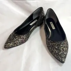 【美品】DIANA ダイアナ フラットパンプス グリッター 23.5㎝