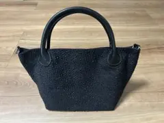 ビーズ装飾 ブラックトートバッグ