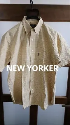 NEW YORKER 半袖　ボタンダウンシャツ Lサイズ ベージュ チェックのサムネイル