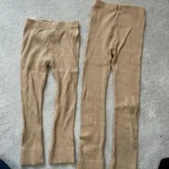 ベージュ リブ編み スパッツ リブレギンス　80.100センチ　バラ売り可