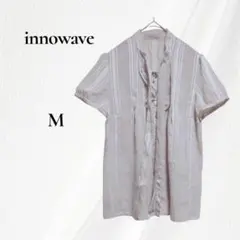 innowave 半袖ブラウス ストライプ フリル ベージュ フェミニン Mのサムネイル