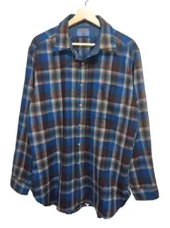 70s USA製 Pendleton ウール オンブレチェックシャツ 好配色