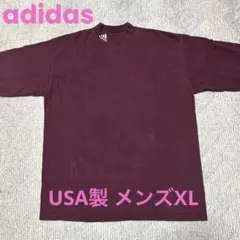 adidas アディダス ハイネックTシャツ 長袖 メンズXL USA製 赤系