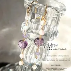 Sale❤ハートカットアメジスト♡Ｉラインピアス