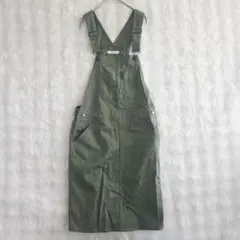 バックナンバー サロペットスカート カーキ M ミリタリー ワンピース