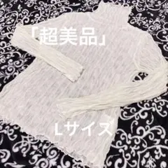 「超美品」シースルー ホワイトリブ編み ハイネックトップス