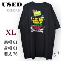 USED GILDAN 両面プリント黒Tシャツ XL