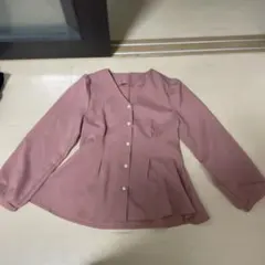ペプラムトップス　ペプラムブラウス　ピンク　ブラウスのサムネイル