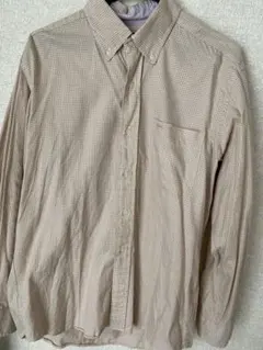 Kent in Tradition 長袖ボタンダウンシャツベージュチェック柄 綿