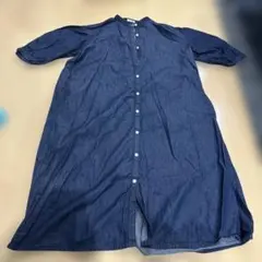 ダークブルー 七分袖 シャツワンピース16