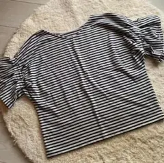 ストライプ Vネック フレアスリーブ Tシャツ