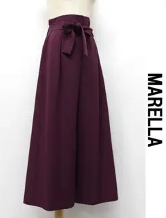 G514/美品 MARELLA ワイドパンツ タック ストレッチ 42 赤紫