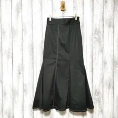 GU ジーユー (S)　ステッチ マーメイド ロングスカート　ブラック