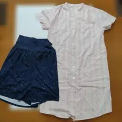 マタニティ パジャマ セット ピンク ネイビー