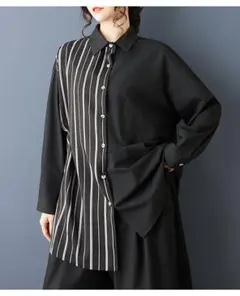 早い者勝ち ストライプ 拼接 シャツ ファッション カジュアル トップス