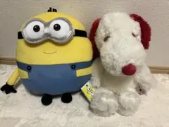 USJ ミニオンとスヌーピーのぬいぐるみ 円型クッションセット【説明欄必読】