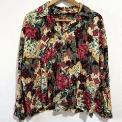 【一点物】レトロ古着 花柄ハンドメイドシャツ ブラウス 総柄 ボタニカル