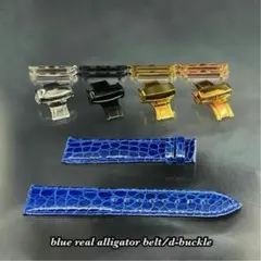 グロスブルー　ワニ革　アリゲーターベルト　バンド　アップルウォッチ