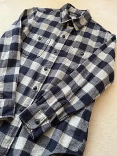 ネイビーグレー チェック柄 フランネルシャツ