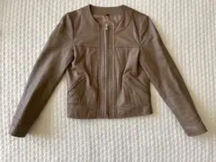羊革ノーカラージャケット