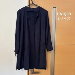 UNIQLO ネイビー 長袖シャツワンピース