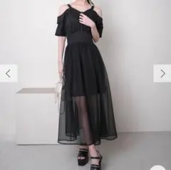 LIP SERVICE シアードッキングオフショルシャツワンピース　ブラック