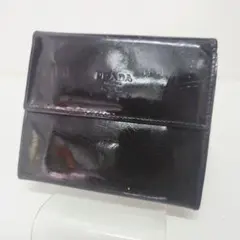 PRADA プラダ コインケース 小銭入れ エナメル ダークブラウン