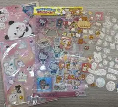 可愛いキャラクターシール4枚セット　ハローキティー　リラックマ　もちもちパンダ