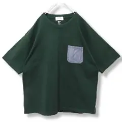 【Denifits】半袖　カットソー　グリーン　緑　メンズ　古着　無地　Tシャツ