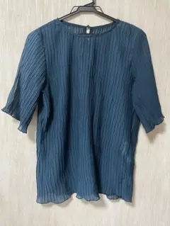 AUNT MARIE'Sのプリーツ加工 半袖ブラウス ダークグリーンのサムネイル