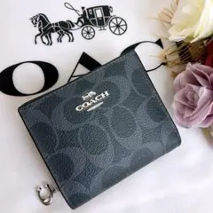 新品未使用☆COACHコーチ 折り財布 コンパクトミニ ブラウン シグネチャー
