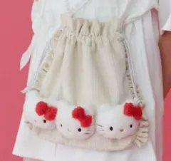 merry jenny ハローキティ もこもこショルダーbag ホワイト merry jenny（メリージェニー）の「【ハローキティコラボ