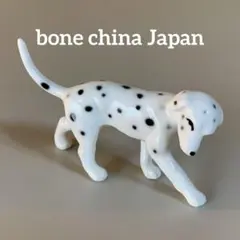 【美品希少】bone china Japan 陶器　置物　ミニチュア　犬　白黒