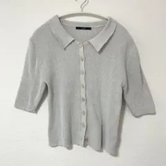 カスタネ　トップス　ニットシャツ