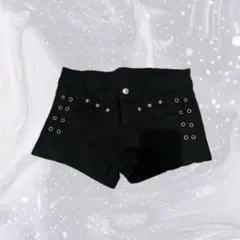値下げ〇 ショートパンツ 黒 Y2K ダークコア グランジ 平成ギャル