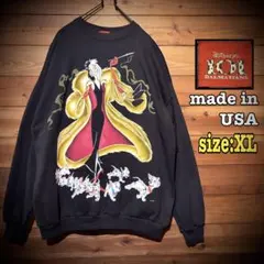 美品　USA製 101匹わんちゃん　クルエラ　スウェット　XL トレーナー　黒のサムネイル