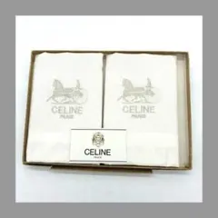 【未使用】セリーヌ CELINE ハンカチ 2枚セット ホワイト 白 ホース
