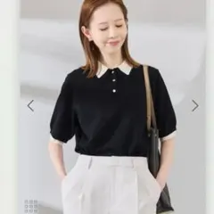 ロペピクニック★バイカラーレイヤード風ニットポロシャツ