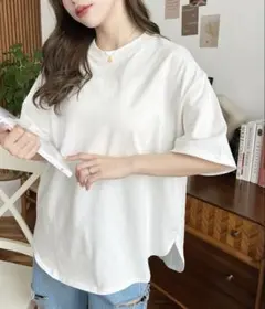 moment+ ラウンドヘム 半袖Tシャツ 白のサムネイル