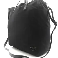 美品　PRADA　ネイビー　2way　トートバッグ　A4可　斜め掛け　バイカラー