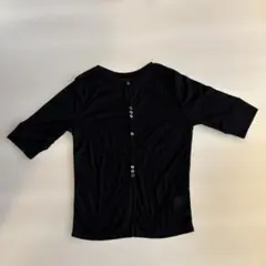 ブラック 五分袖カットソー サイズF