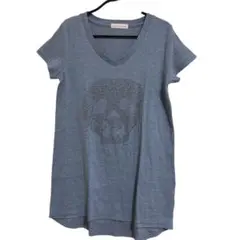 【artétté 】スカルデザイン Vネック 半袖チュニック レディース M