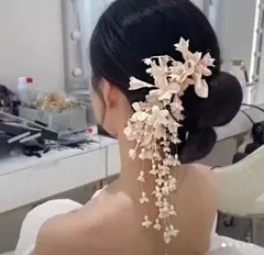 和風　髪飾り　花ヘッドドレス ピンク　アイボリー