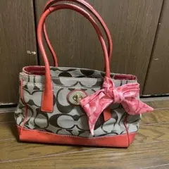 COACH シグネチャー ハンドバッグ レッド