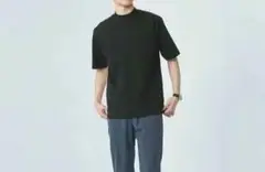 グリーンレーベル モックネックTシャツ ブラック S　ユニセックスデザイン