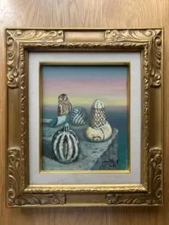 藤田嗣治在銘油彩画　色紙絵【　アケビ図　】　サイン有り額装前面ガラス仕様　即決品 藤田嗣治在銘油彩画 色紙絵【 アケビ図 】 サイン有り額装前面ガラス