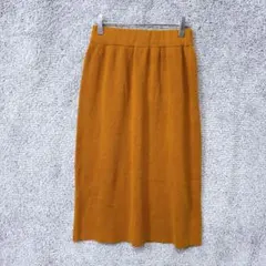 3830 オペークドットクリップ ニットスカート M マスタード ゆったり
