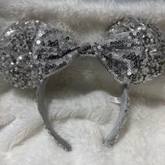 シルバー スパンコール ミッキー耳カチューシャ