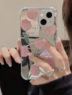iPhoneケース iPhone13pro チューリップミラーケース